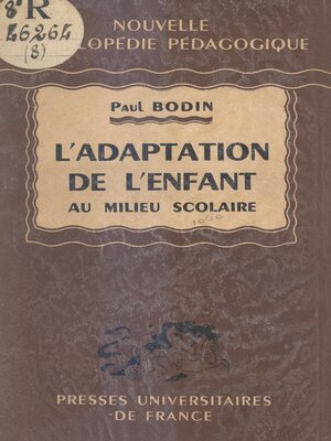 cover image of L'adaptation de l'enfant au milieu scolaire